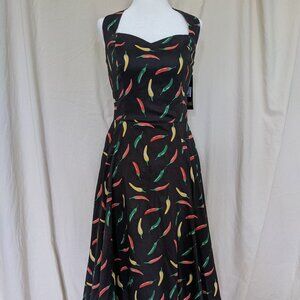 Collectif Beth Hot Stuff chili pepper dress size S UK 10/US 6 NWT
